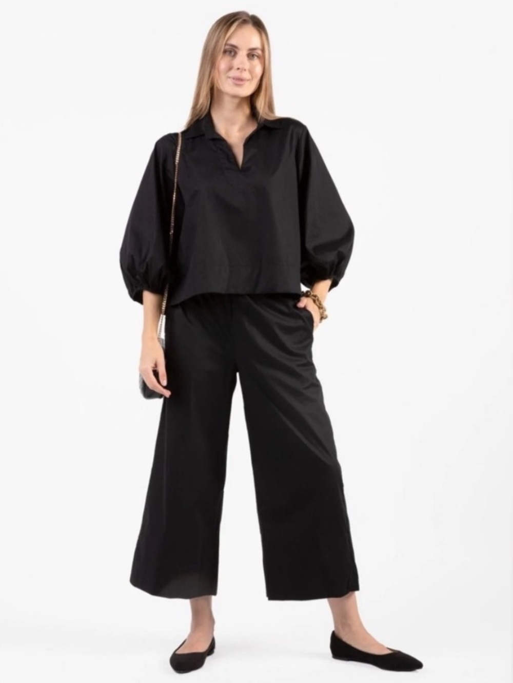 Quiet Culture Take Pause Midnight Black Top & Pants Set Size XXL New